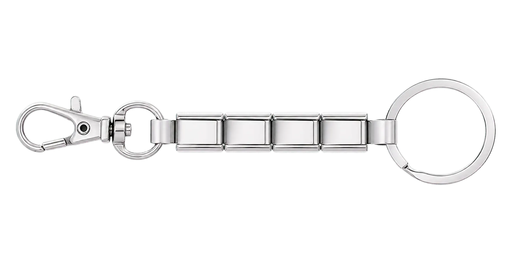 Lobster-clasp keychain with four silver Italian links